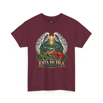"Bajo Sus Alas Está Mi Isla" Tropical Angel Wings Tee