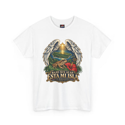 "Bajo Sus Alas Está Mi Isla" Tropical Angel Wings Tee