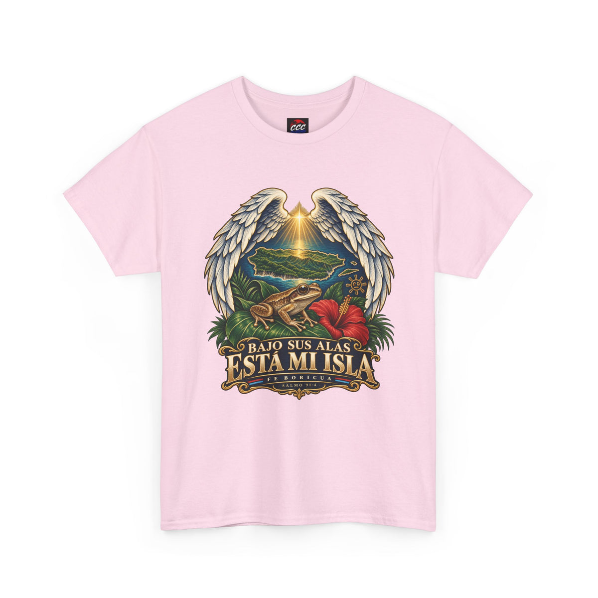 "Bajo Sus Alas Está Mi Isla" Tropical Angel Wings Tee