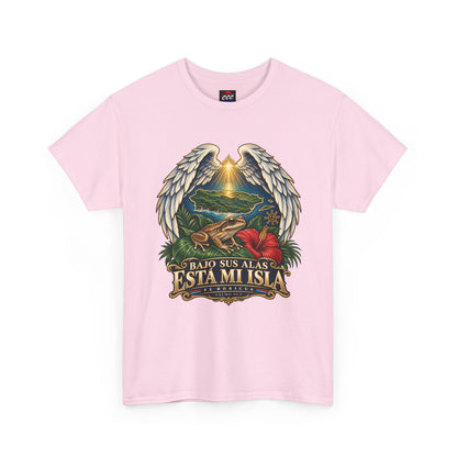 "Bajo Sus Alas Está Mi Isla" Tropical Angel Wings Tee