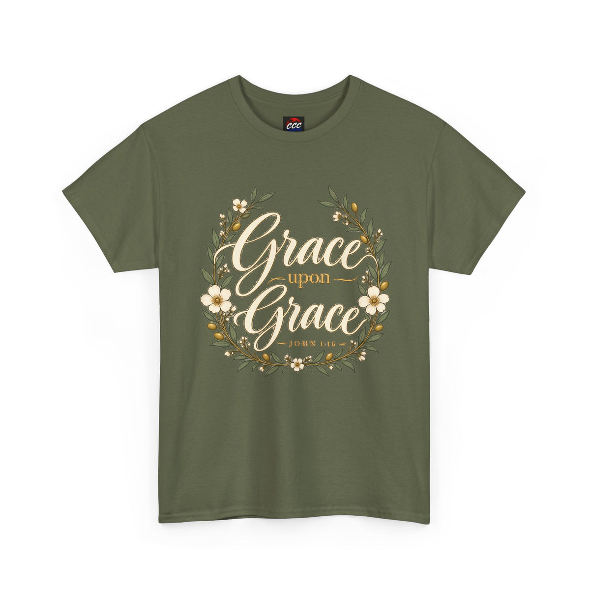 Grace Upon Grace Floral Tee — Christian Scripture John 1:16 Shirt