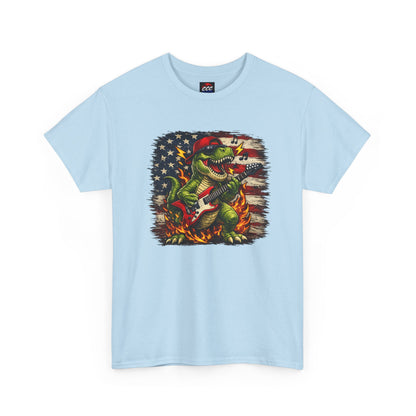 Patriotic Dinosaur Rock Graphic T‑Shirt