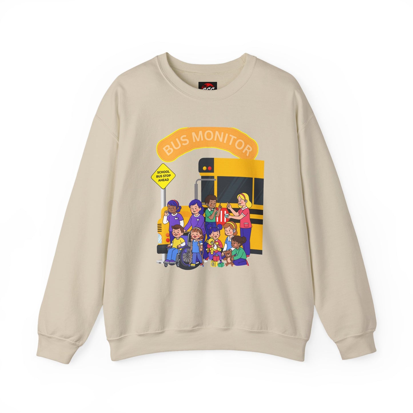 Proud School Bus Monitor Design Crewneck Sweatshirt