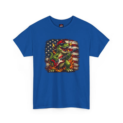Patriotic Dinosaur Rock Graphic T‑Shirt