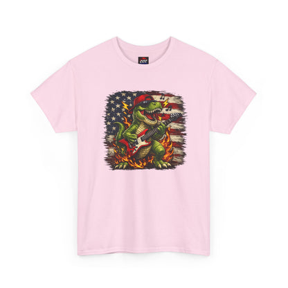 Patriotic Dinosaur Rock Graphic T‑Shirt