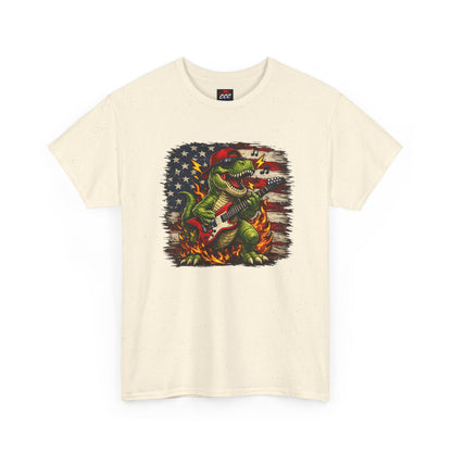 Patriotic Dinosaur Rock Graphic T‑Shirt