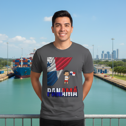 Panamá Flag Tee - Panama Canal Square Mockup v2