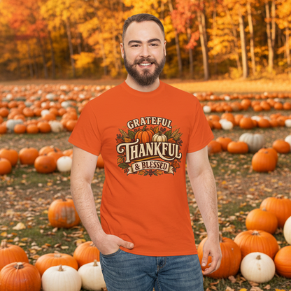Thankful & Blessed Tee - Fall Background
